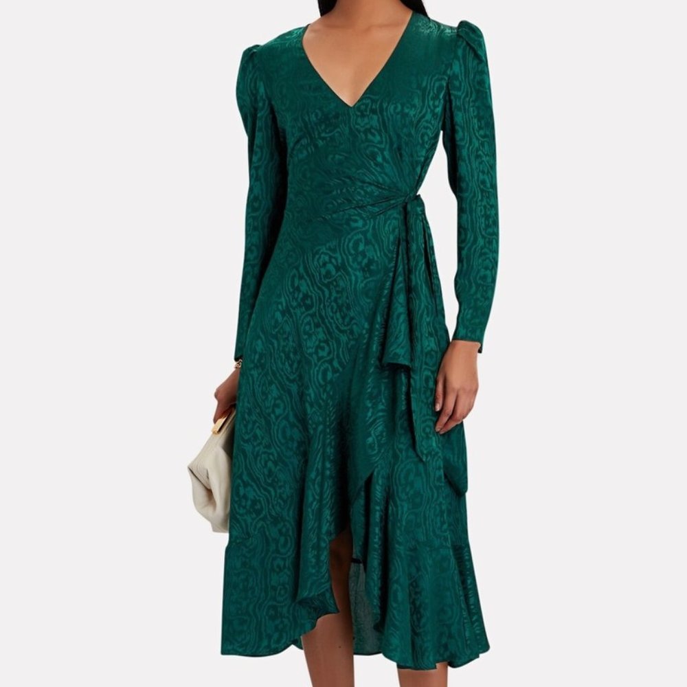 INTERMIX Birdie Moiré Midi Wrap Dress